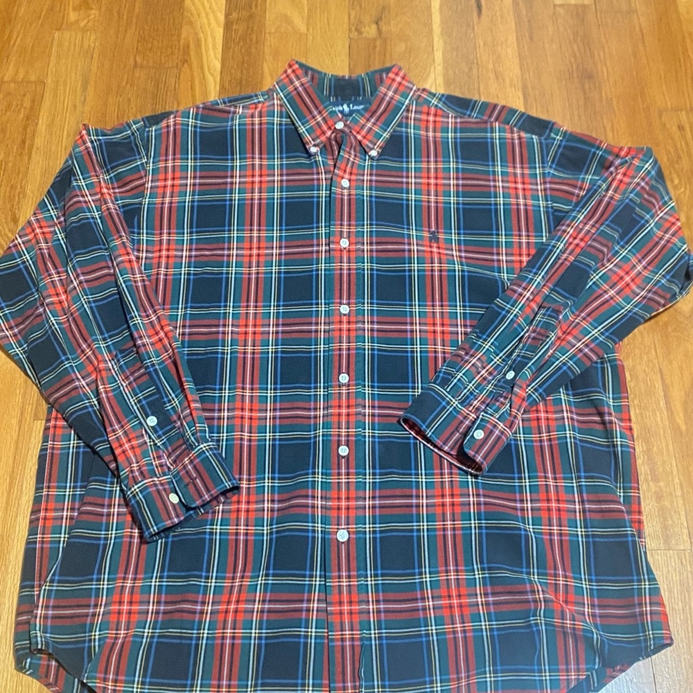 Ralph Lauren Navy, Red & Black Plaid Button-Down Shirt